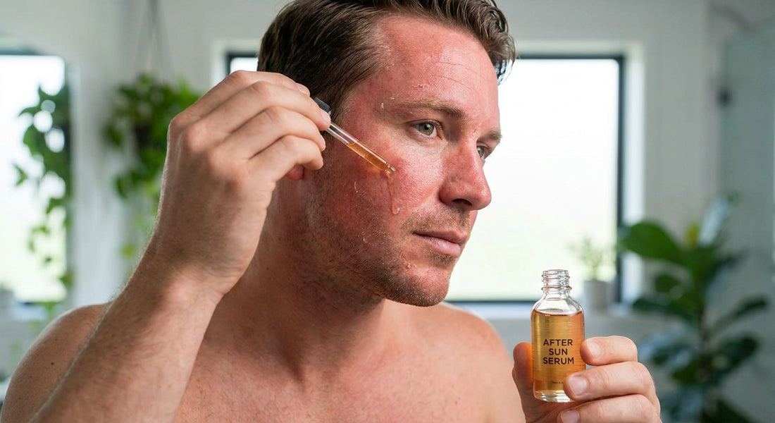 Facial serum for men recovering from a bad sunburn