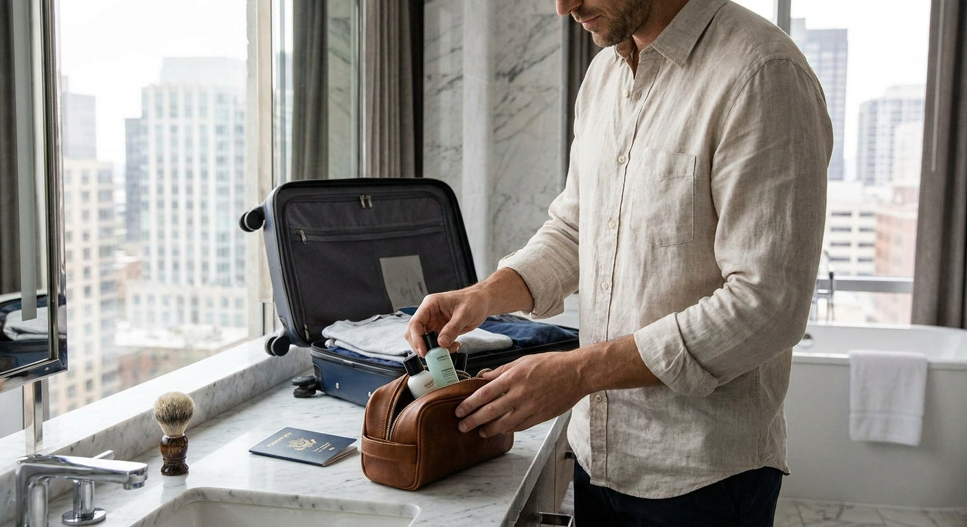 Skincare routine for men who travel constantly