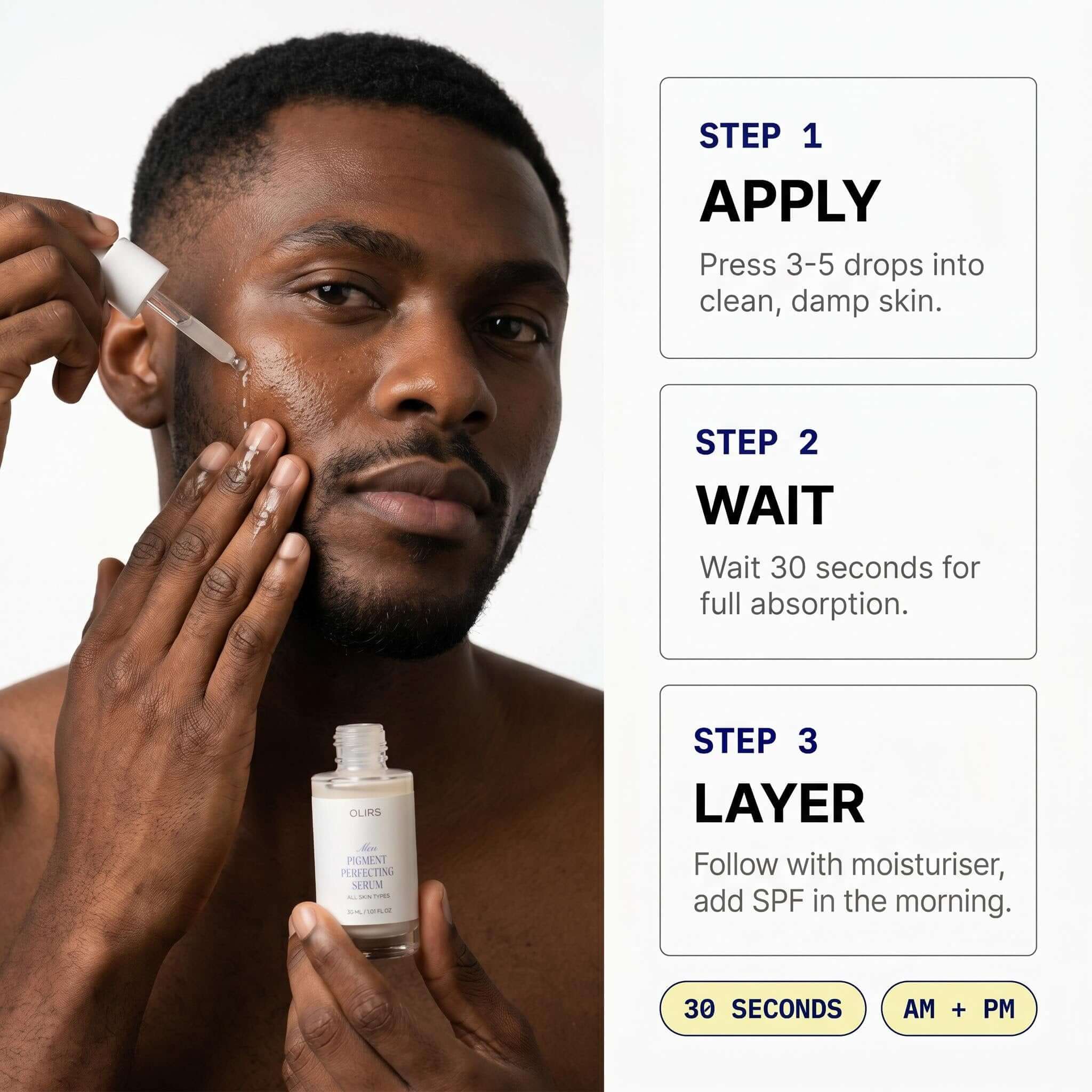 Even-Tone Glow Serum - How It Works | OLIRS Men's Skincare