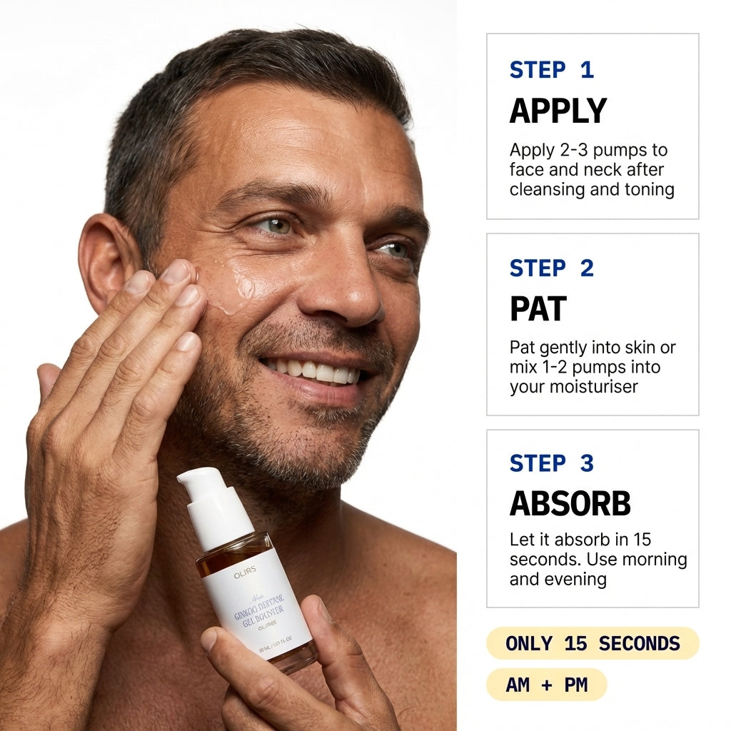 How to use OLIRS Ginkgo Defense Gel Booster - 3 step application guide in 15 seconds